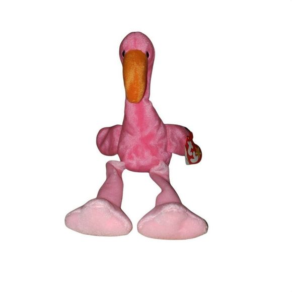 Ty Beanie Babies Pinky the Flamingo Plush Toy w Tag Great used condition - Picture 2 of 7